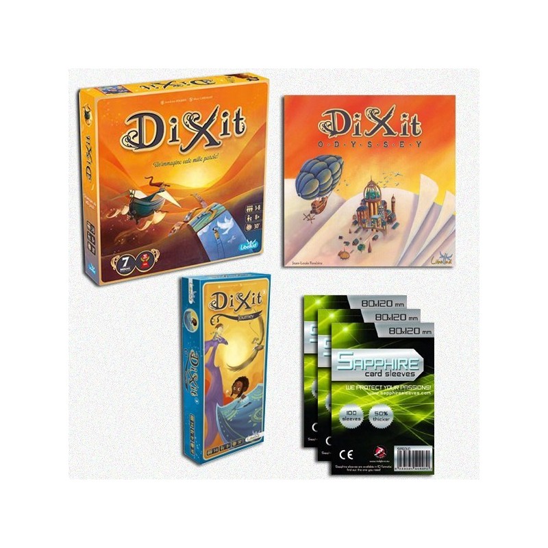 SAFEBUNDLE Dixit (New Ed.) + Dixit Odyssey + Dixit 3 + bustine protettive - gioco da tavolo