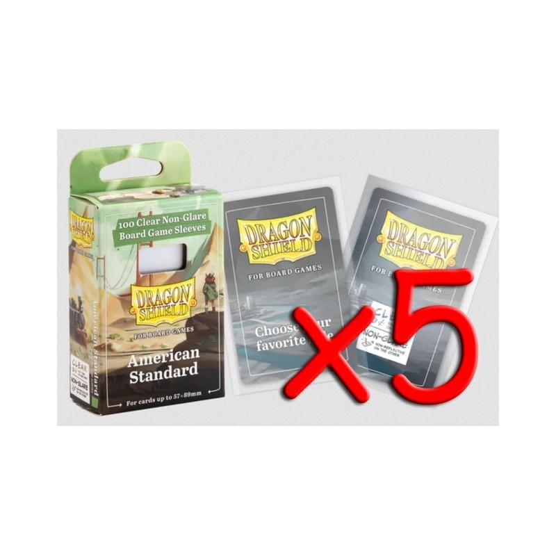 BUNDLE 5 pezzi - Dragon Shield - Bustine protettive American Standard (100 bustine) - accessorio per giochi