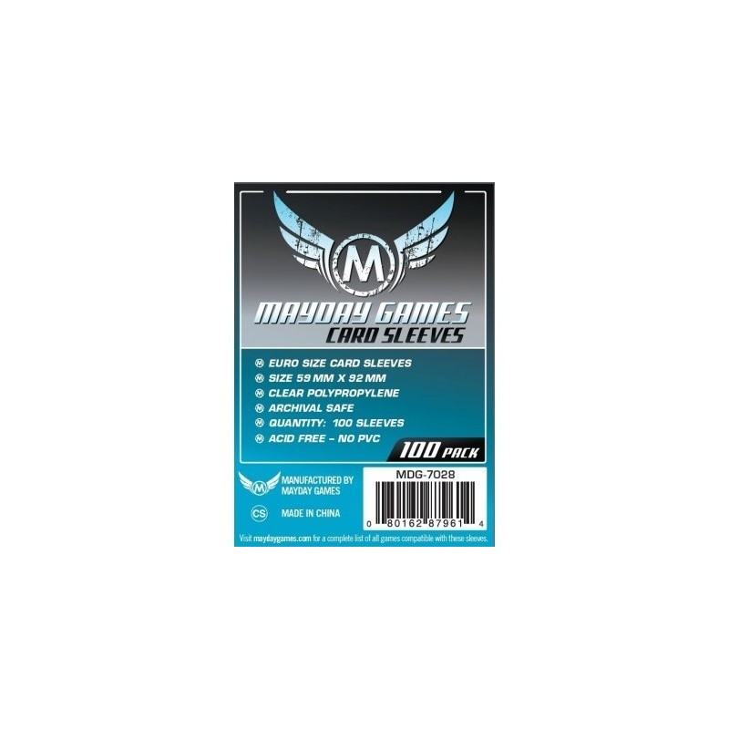 59x92 mm bustine protettive trasparenti MayDay (Euro standard BLUE) - 100 bustine MDG7028 - accessorio per giochi