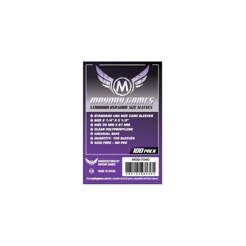 56x87 mm bustine protettive trasparenti MayDay (USA standard PURPLE) - 100 bustine MDG7040 - accessorio per giochi