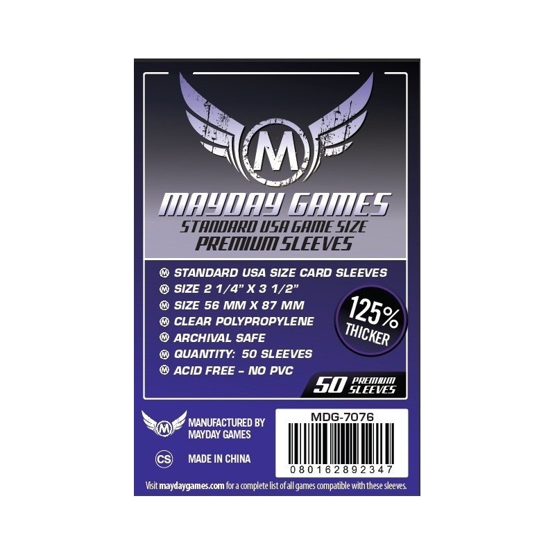 56x87 mm bustine protettive trasparenti MayDay (USA std Premimum PURPLE) - 50 bustine MDG7076 - accessorio per giochi