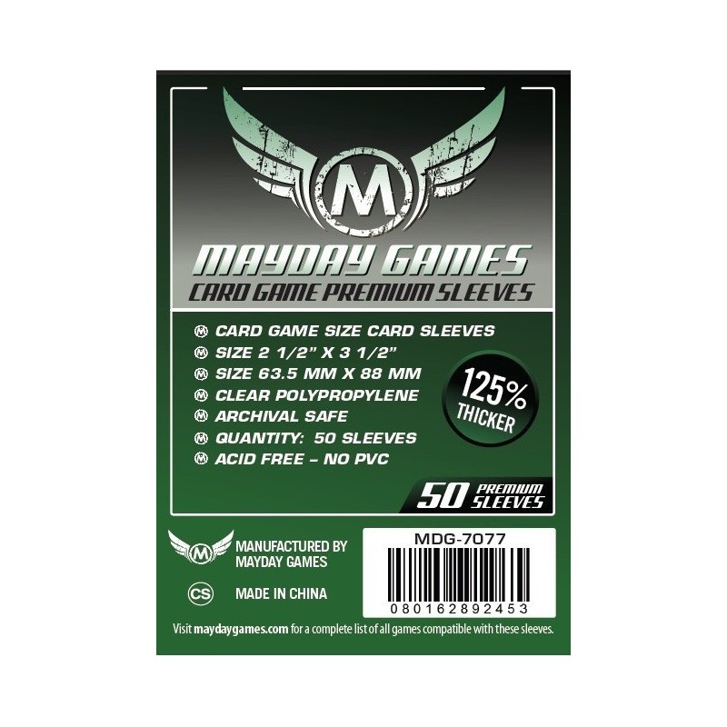 63,5x88 mm bustine protettive trasparenti MayDay (Premium GREEN) - 50 bustine MDG7077 - accessorio per giochi