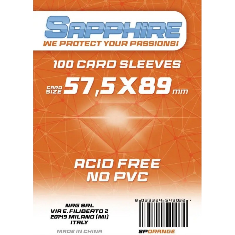 57,5x89 mm bustine protettive trasparenti Sapphire ARANCIO (100 bustine)(Orange) - accessorio per giochi