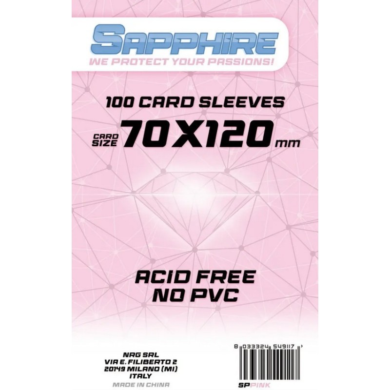 70x120 mm bustine protettive trasparenti Sapphire PINK (100 bustine) - accessorio per giochi