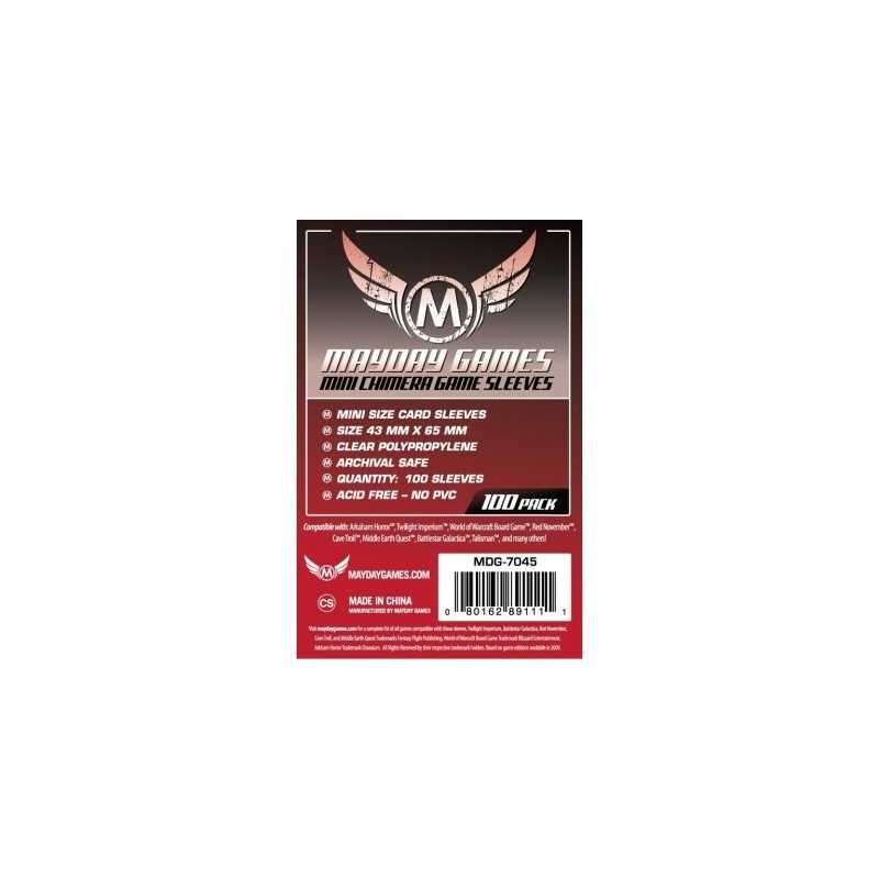 43x65 mm bustine protettive MayDay (Chimera RED) - 100 bustine MDG7045 - accessorio per giochi