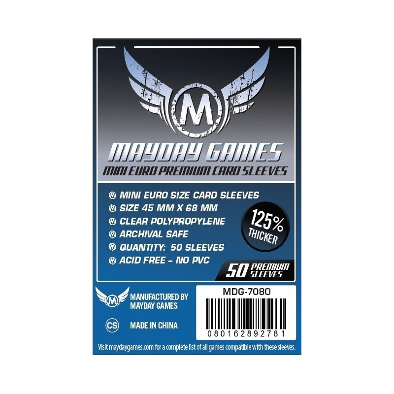 45x68 mm bustine protettive trasparenti MayDay (Premium Euro mini BLUE) - 50 bustine MDG7080 - accessorio per giochi