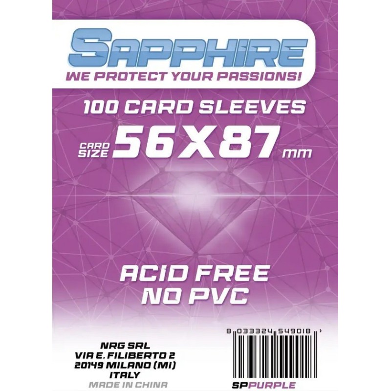56x87 mm bustine protettive trasparenti Sapphire VIOLA (100 bustine)(Purple) - accessorio per giochi