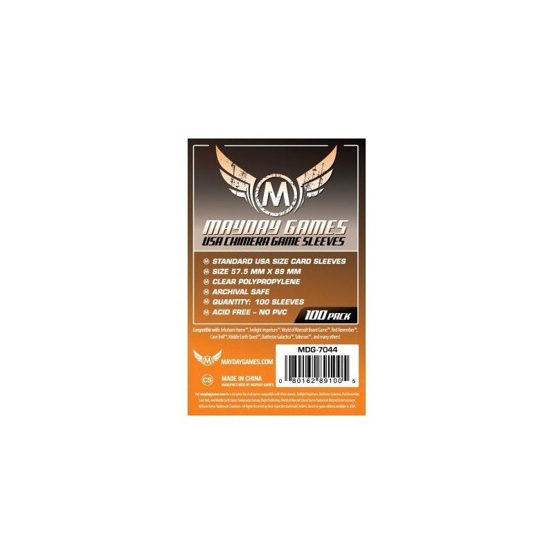 57,5x89 mm bustine protettive MayDay (Chimera ORANGE) - 100 bustine MDG7044 - accessorio per giochi