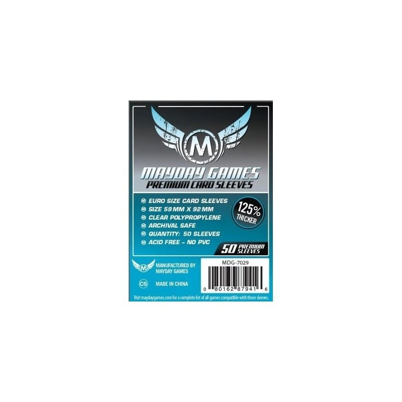 59x92 mm bustine protettive trasparenti MayDay (Premium Euro std BLUE) - 50 bustine MDG7029 - accessorio per giochi