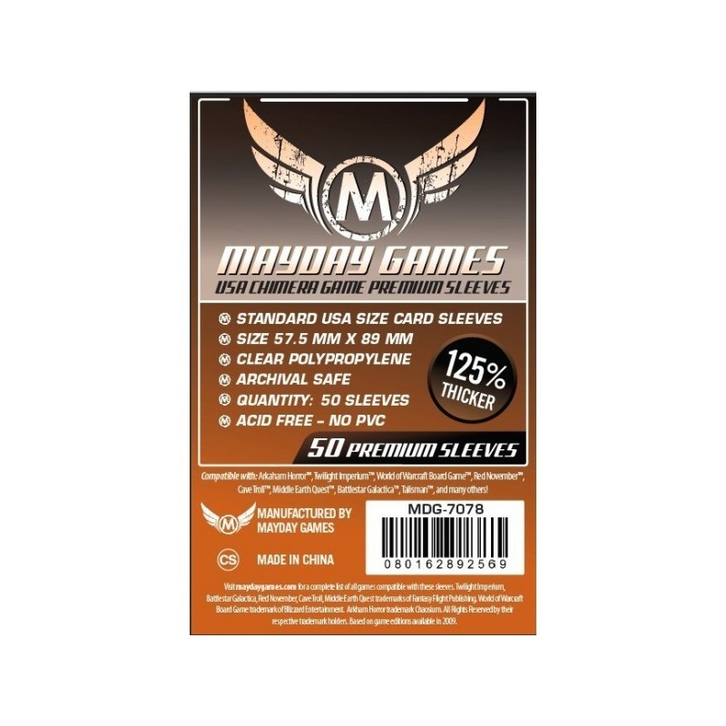 57,5x89 mm bustine protettive MayDay (Chimera Premium ORANGE) - 50 bustine MDG7078 - accessorio per giochi