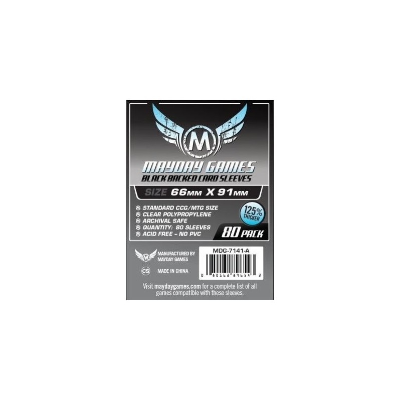 63,5x88 mm (66x91 mm) bustine protettive MayDay retro nero - 80 bustine MDG7141-A - accessorio per giochi