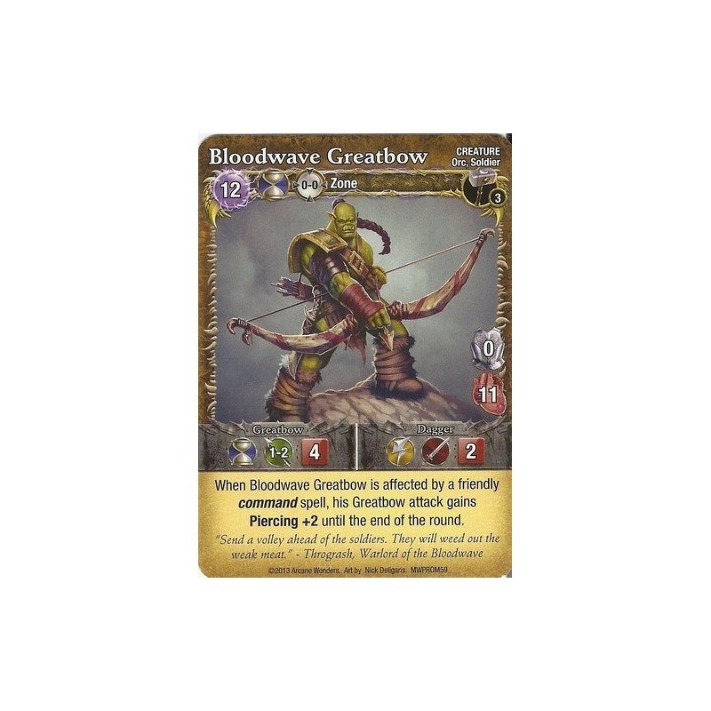Bloodwave Greatbow Promo Card: Mage Wars - gioco da tavolo