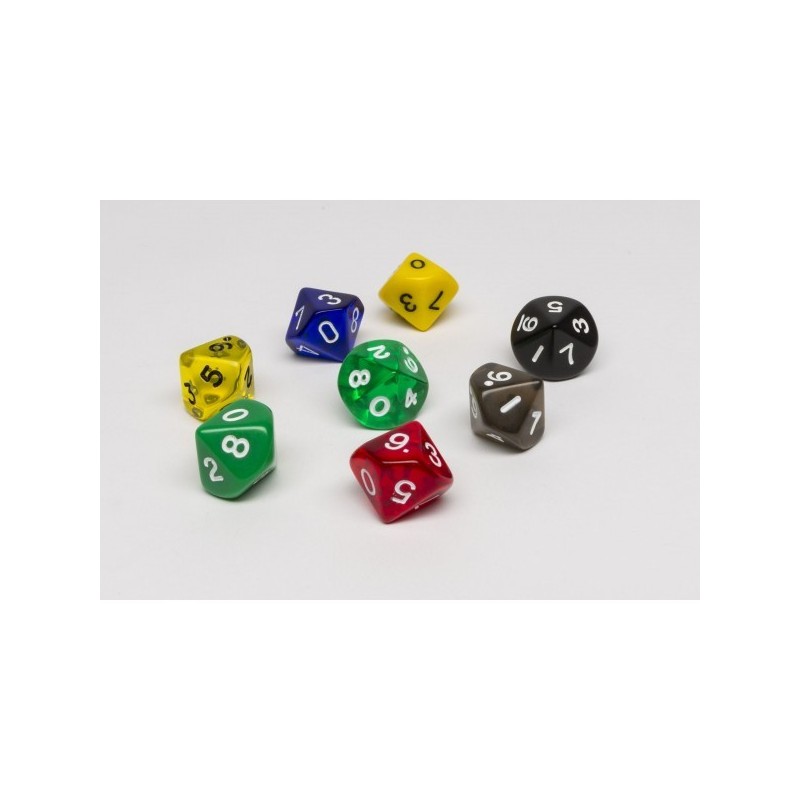 Dado a 10 facce Nero trasparente - accessorio per giochi