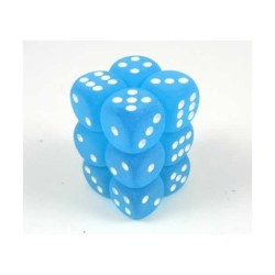 Set 12 dadi D6 16mm Frosted (bianco/blu) CHX27616