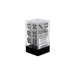 Set 12 dadi D6 16mm Frosted (nero/bianco) CHX27601