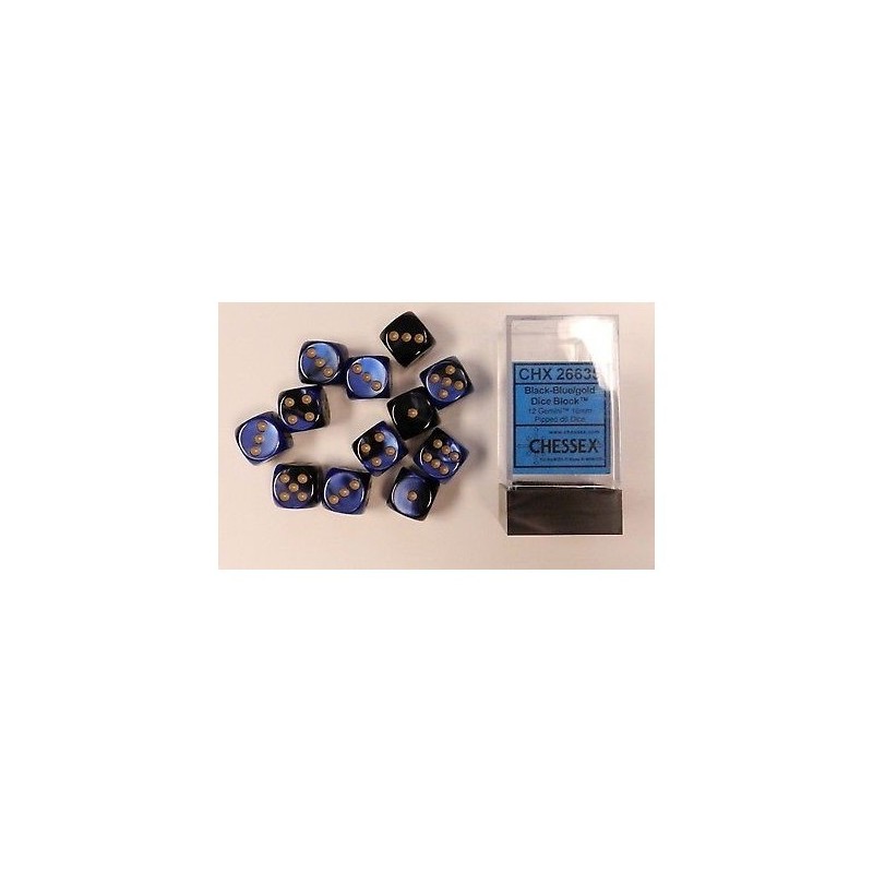 Set 12 dadi D6 16mm Gemini (giallo/blu-nero) CHX26635 - accessorio per giochi