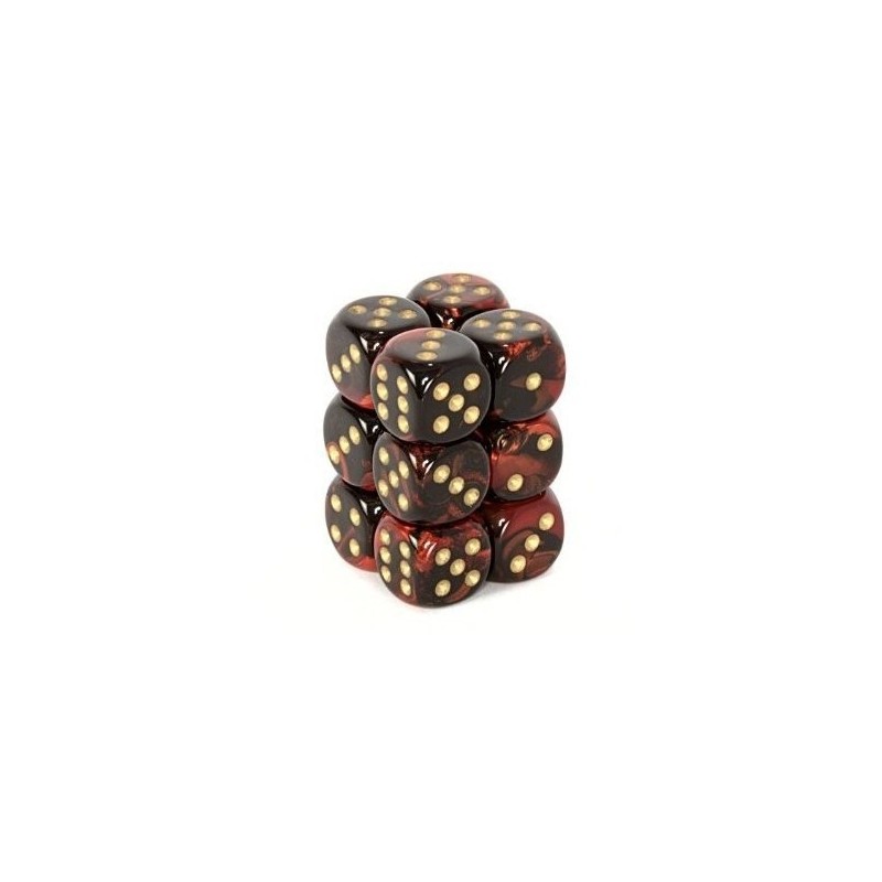 Set 12 dadi D6 16mm Gemini (giallo/nero-rosso) CHX26633 - accessorio per giochi