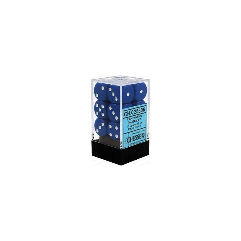 Set 12 dadi D6 16mm Opaque (bianco/blu) CHX25606 - accessorio per giochi