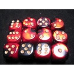 Set 12 dadi D6 16mm Scarab (giallo/blu-rosso madreperla) CHX27619