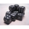 Set 12 dadi D6 Ninja 16mm Speckled (bianco/nero puntinato) CHX25718