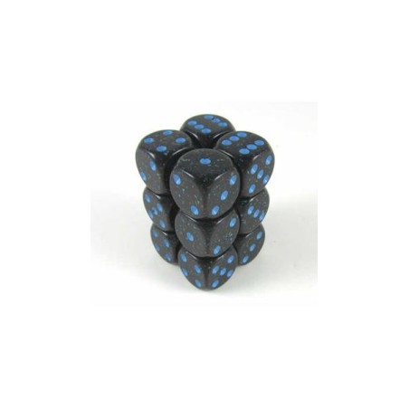 Set 12 dadi D6 Blue Stars 16mm Speckled (blu/nero puntinato) CHX25738