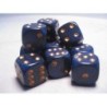 Set 12 dadi D6 Golden Cobalt 16mm Speckled (giallo/cobalto) CHX25737