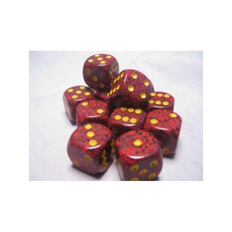 Set 12 dadi D6 Mercury 16mm Speckled (giallo/rosso puntinato) CHX25723 - accessorio per giochi