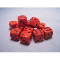 Set 12 dadi D6 Fire 16mm Speckled (nero/arancio sfumato) CHX25703