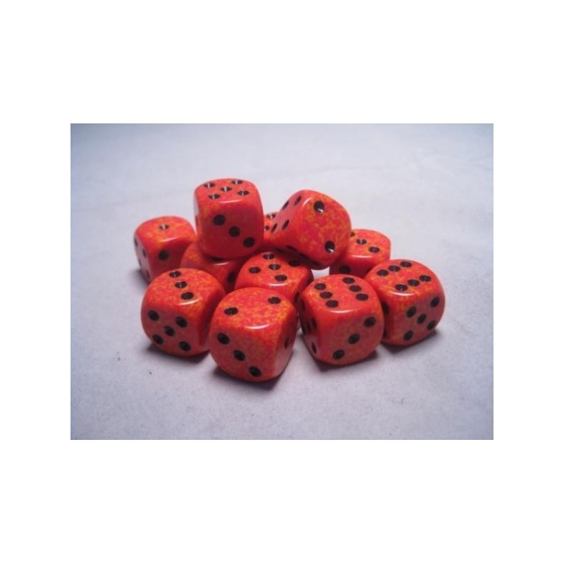 Set 12 dadi D6 Fire 16mm Speckled (nero/arancio sfumato) CHX25703 - accessorio per giochi