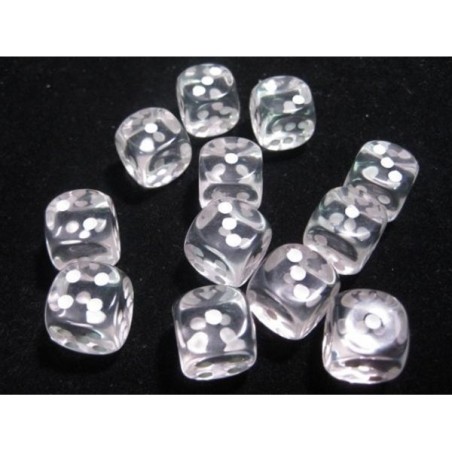 Set 12 dadi D6 16mm Translucent (bianco) CHX23601