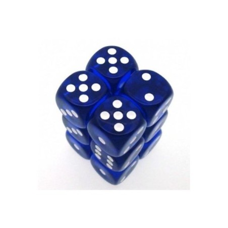 Set 12 dadi D6 16mm Translucent (blu) CHX23606