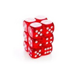 Set 12 dadi D6 16mm Translucent (rosso) CHX23604