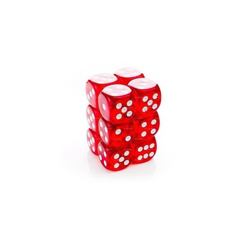 Set 12 dadi D6 16mm Translucent (rosso) CHX23604 - accessorio per giochi