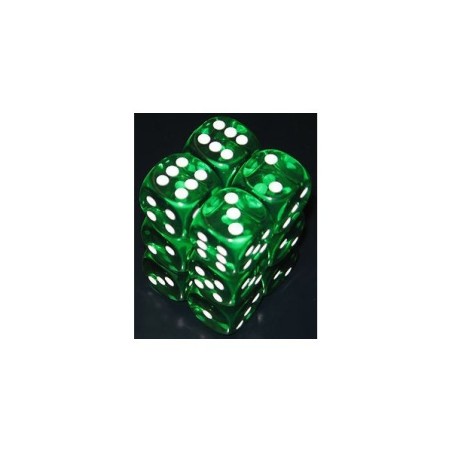 Set 12 dadi D6 16mm Translucent (verde) CHX23605