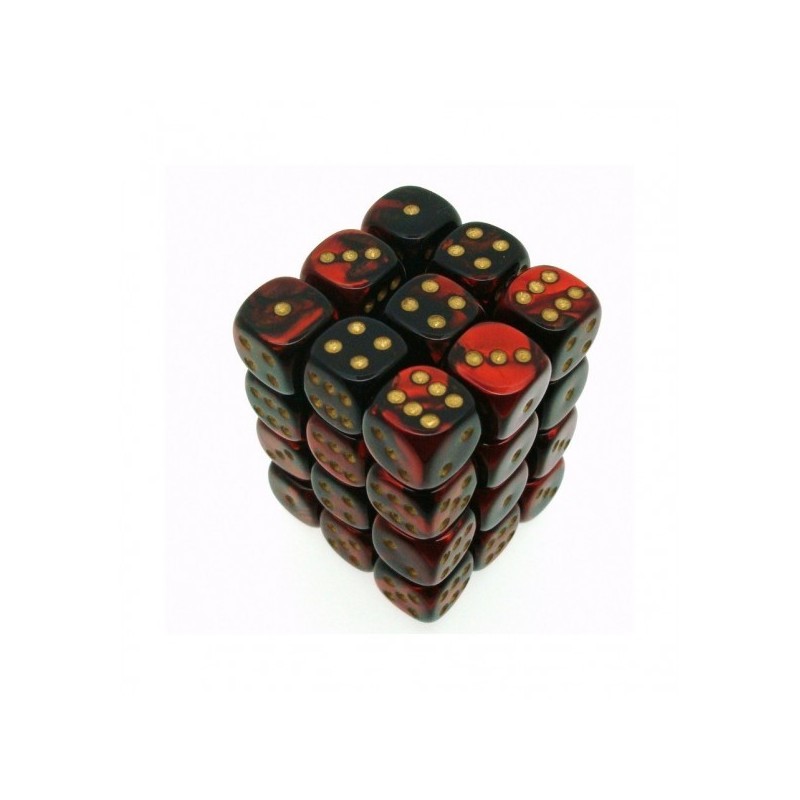 Set 36 dadi D6 12mm Gemini (giallo/nero-rosso) CHX26833 - accessorio per giochi