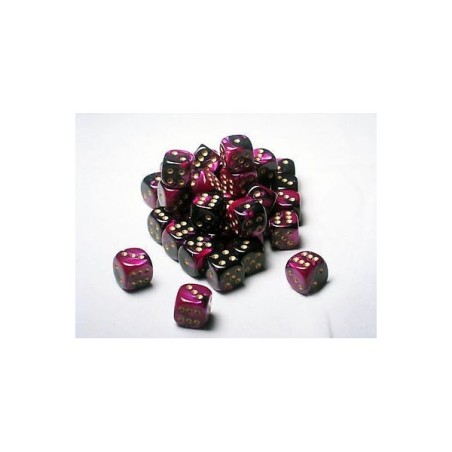Set 36 dadi D6 12mm Gemini (giallo/nero-viola) CHX26840