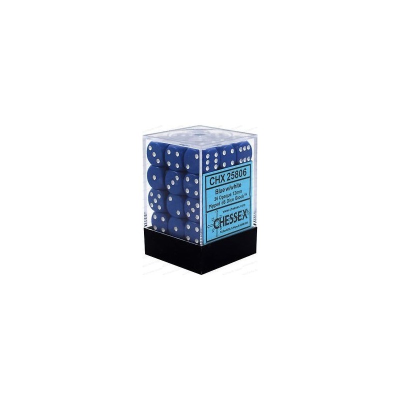Set 36 dadi D6 12mm Opaque (bianco/blu) CHX25806 - accessorio per giochi