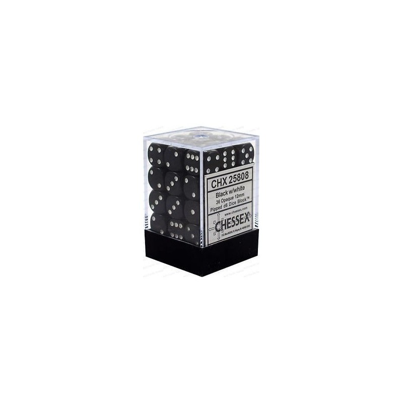 Set 36 dadi D6 12mm Opaque (bianco/nero) CHX25808 - accessorio per giochi