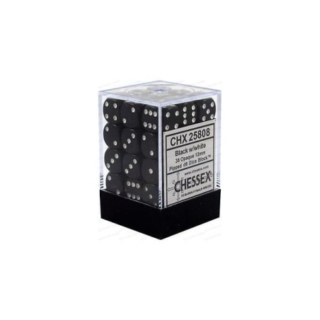 Set 36 dadi D6 12mm Opaque (bianco/nero) CHX25808