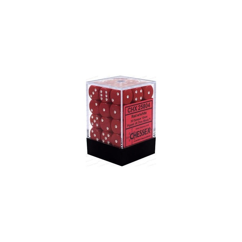 Set 36 dadi D6 12mm Opaque (bianco/rosso) CHX25804 - accessorio per giochi
