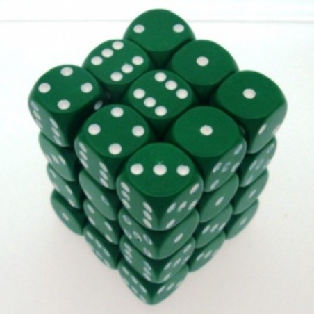 Set 36 dadi D6 12mm Opaque (bianco/verde) CHX25805