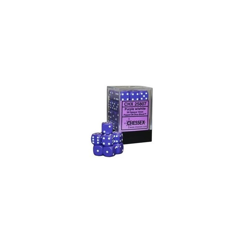 Set 36 dadi D6 12mm Opaque (bianco/viola) CHX25807 - accessorio per giochi