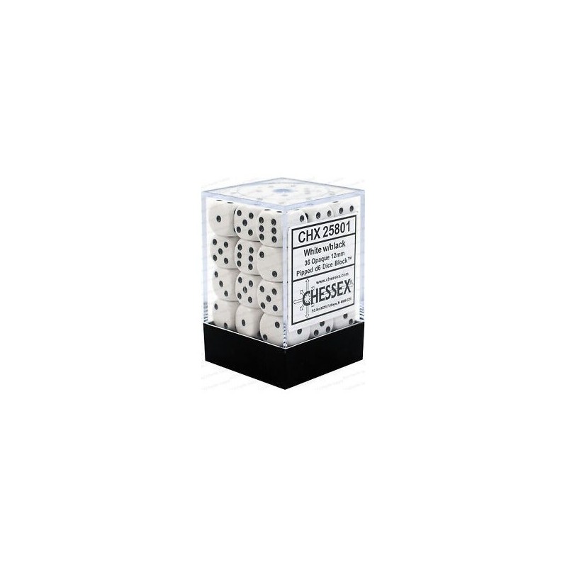 Set 36 dadi D6 12mm Opaque (nero/bianco) CHX25801 - accessorio per giochi