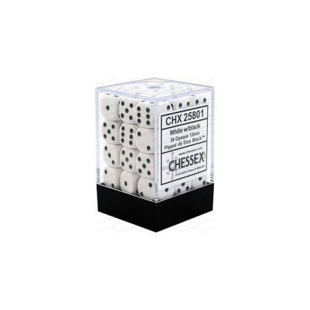 Set 36 dadi D6 12mm Opaque (nero/bianco) CHX25801