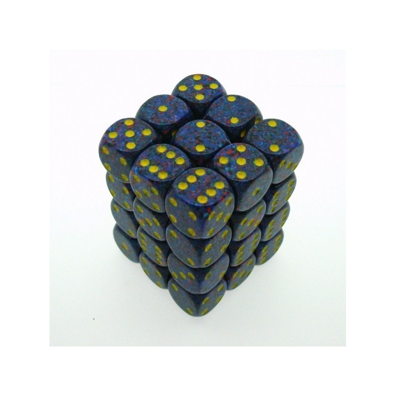 Set 36 dadi D6 Twilight 12mm Speckled (giallo/blu sfumato) CHX25966 - accessorio per giochi