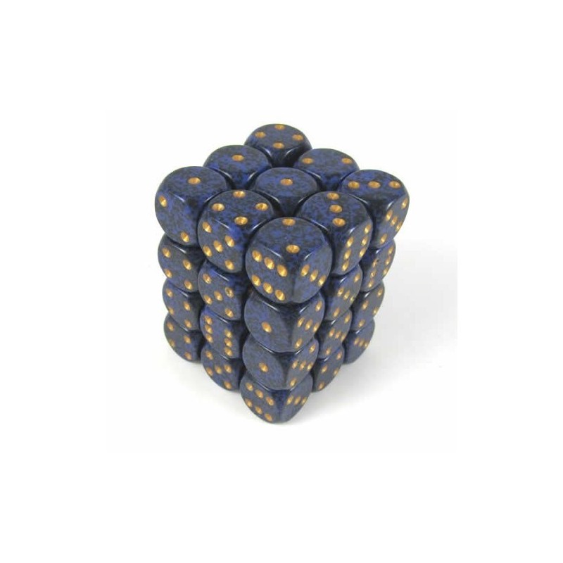 Set 36 dadi D6 Golden Cobalt 12mm Speckled (giallo/cobalto) CHX25937 - accessorio per giochi