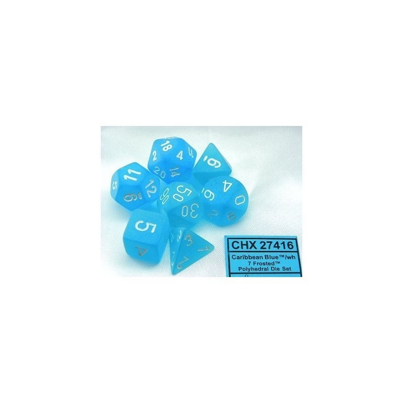 Set 7 dadi poliedrici Frosted (bianco/blu Carribbean) CHX27416 - accessorio per giochi
