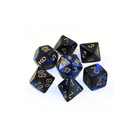 Set 7 dadi poliedrici Gemini (giallo/blu-nero) CHX26435