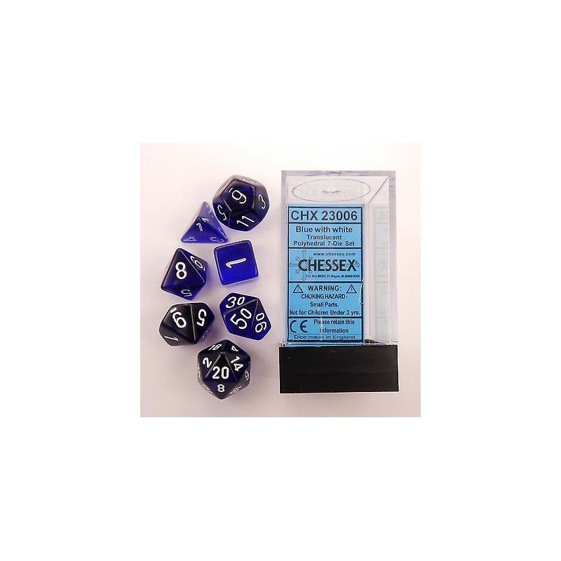 Set 7 dadi poliedrici Translucent (blu) CHX23006 - accessorio per giochi