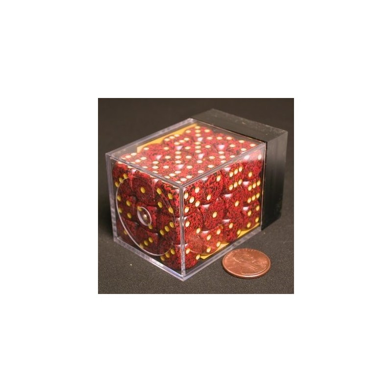 Set 36 dadi D6 Mercury 12mm Speckled (giallo/rosso puntinato) CHX25923 - accessorio per giochi